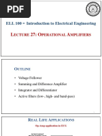 ELL 100 Introduction To Electrical Engineering: Ecture Perational Mplifiers