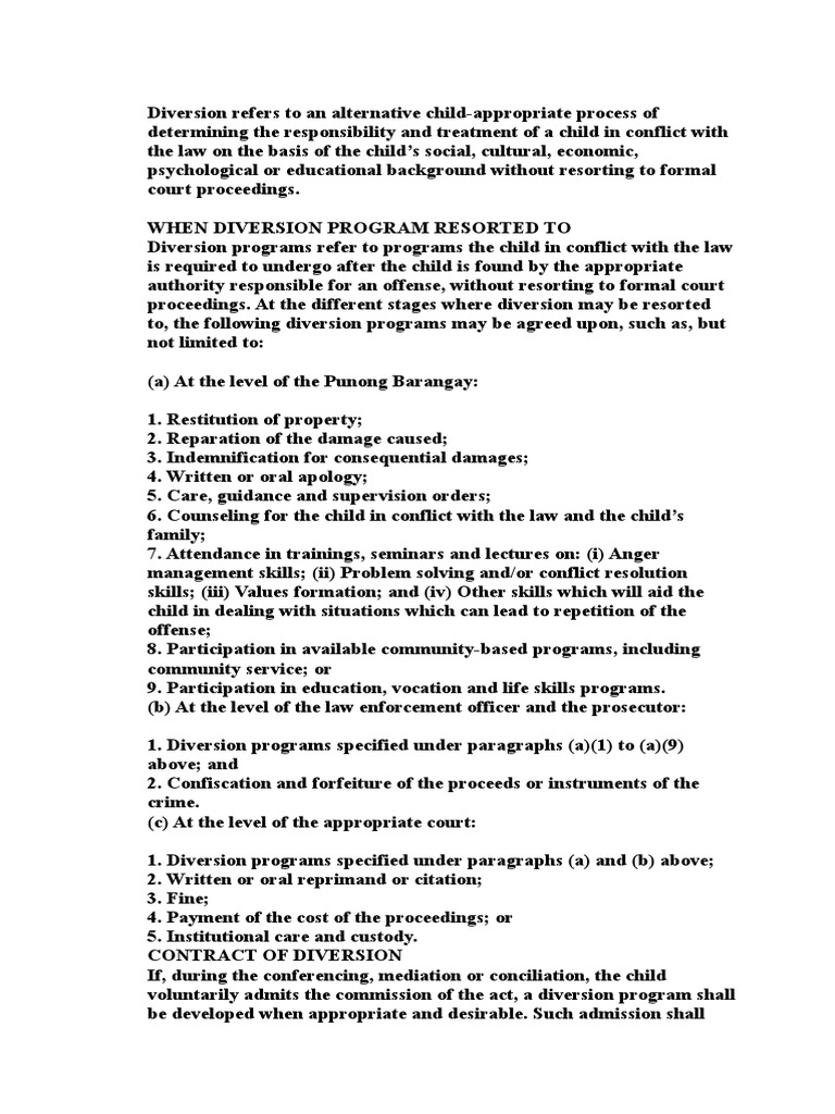 Child Diversion Program Overview | PDF | Statute Of Limitations | Crime ...