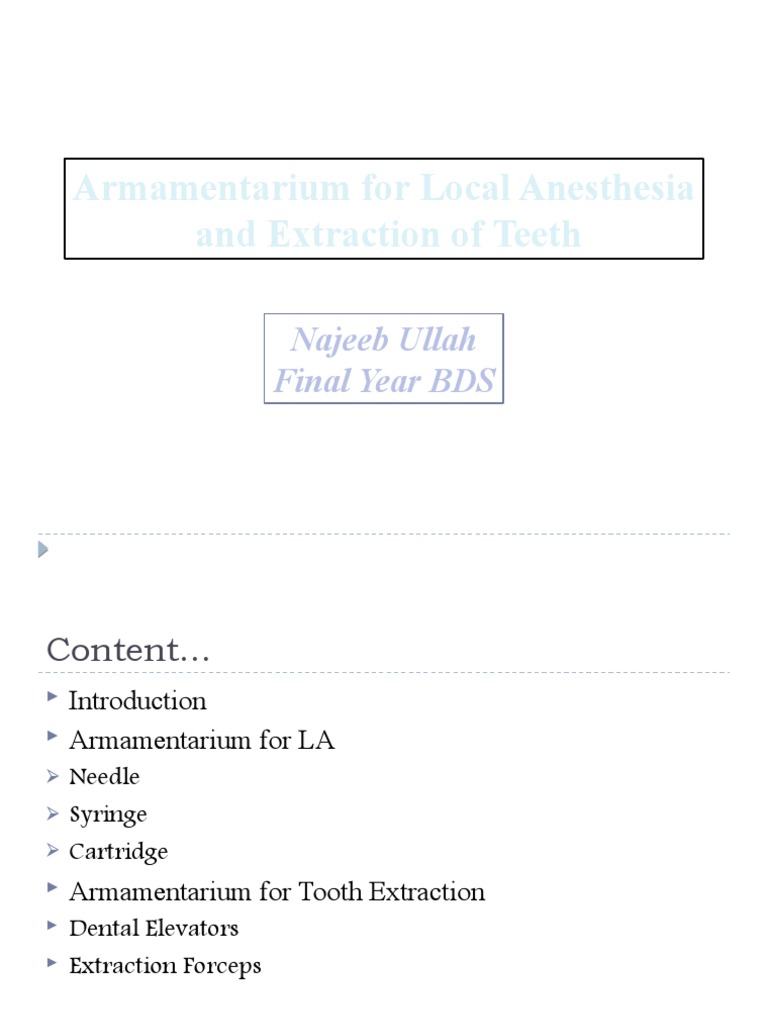 Armamentarium For Local Anesthesia and Extraction of Teeth Najeeb