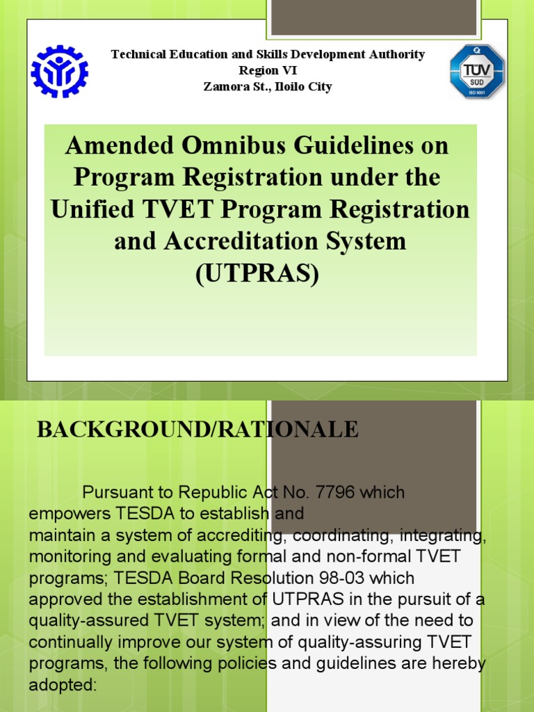 UTPRAS Guidelines for TVET Registration | PDF | Vocational Education ...