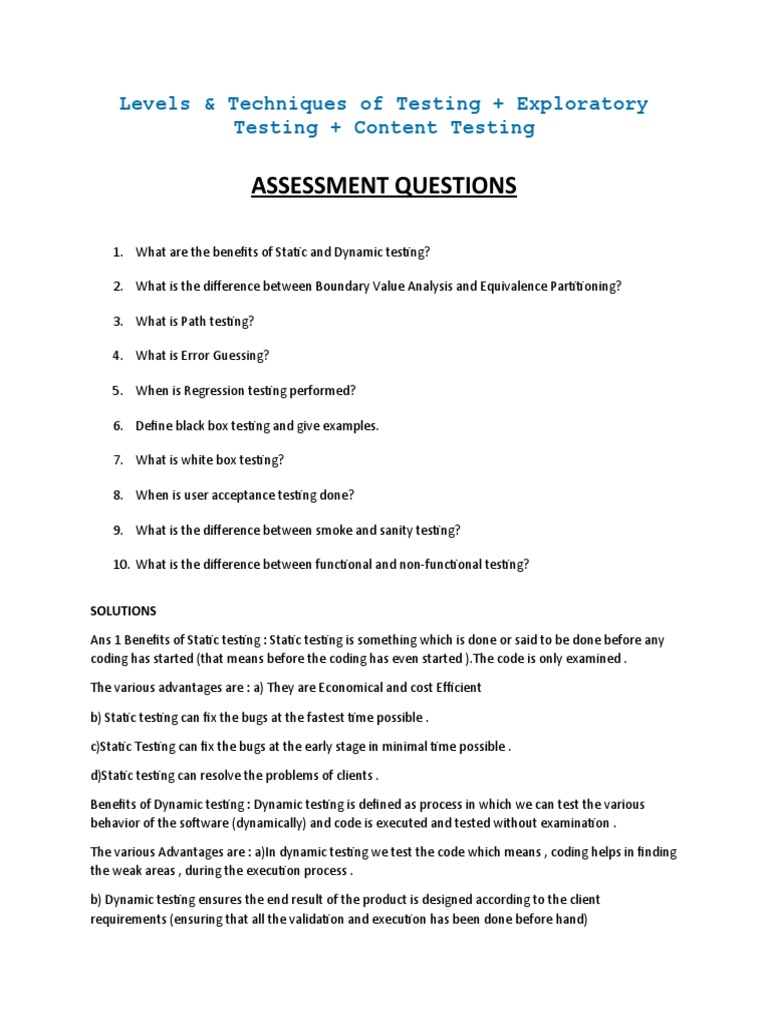 Levels Techniques of Testing M Exploratory Testing M Content Testing ...