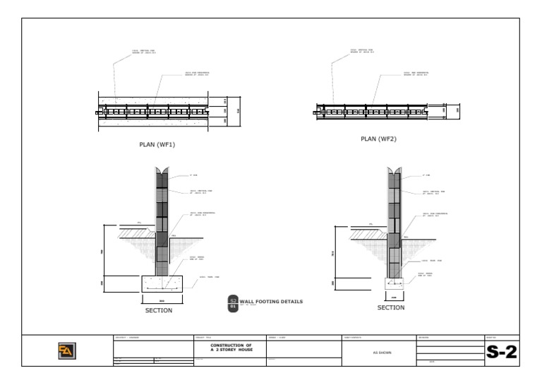 Wall Footing Details for 2 Storey House | PDF