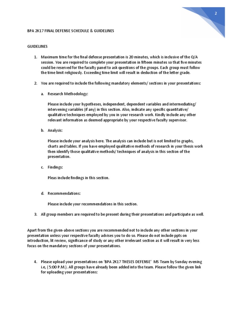 BPA 2K17 Final Defense Guidelines | PDF | Qualitative Research | Thesis