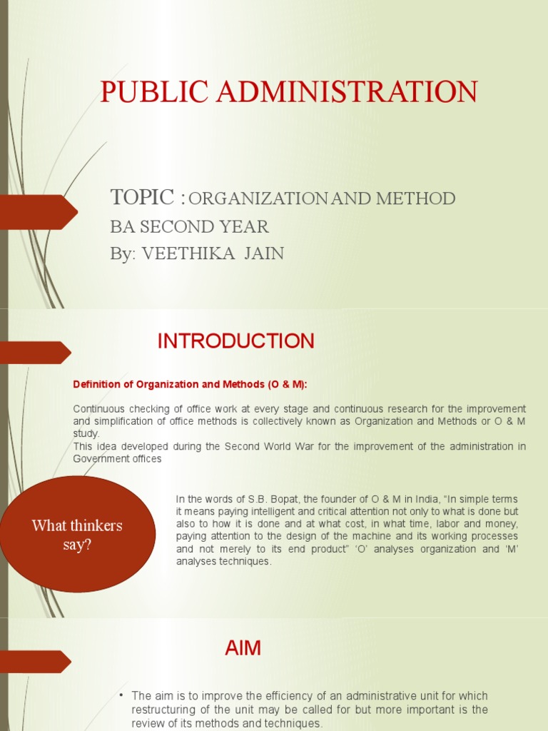 Understanding Organization and Methods in Administration | PDF | Good ...