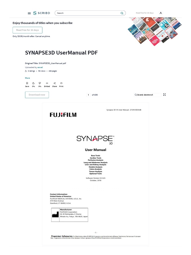 SYNAPSE3D UserManual PDF - Medical Imaging - CT Scan | PDF | Damages ...