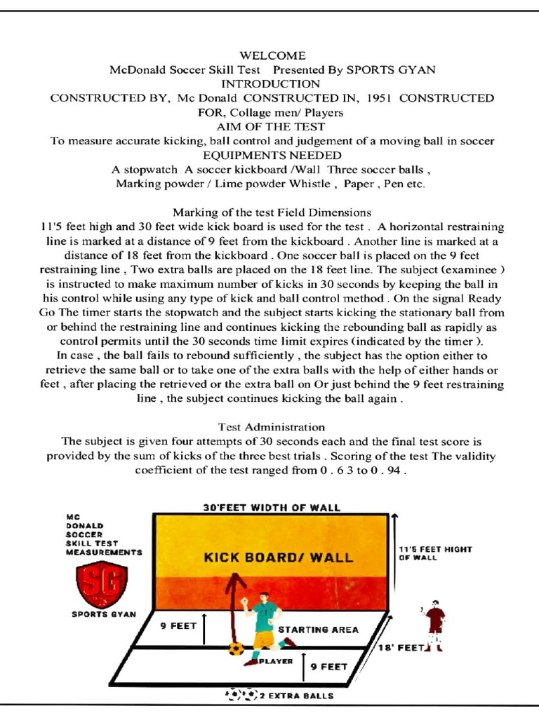 McDonald Soccer Skill Test Overview | PDF | Sports Rules And ...