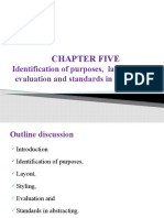 Chapter Five: Identification of Purposes, Layout, Styling, Evaluation and Standards in Abstracting