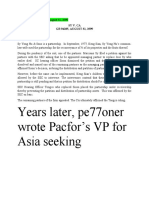 Years Later, Pe77oner Wrote Pacfor's VP For Asia Seeking
