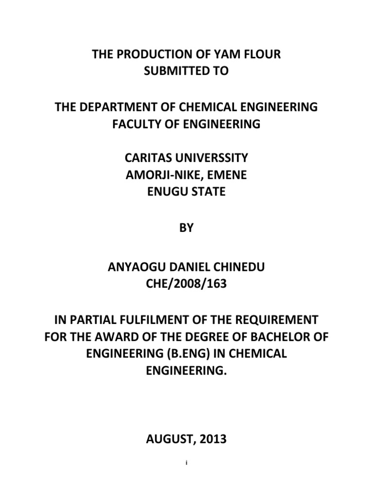 The Production of Yam Flour PDF Flour Humidity