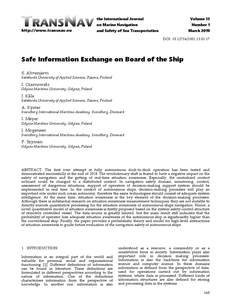 Safe Information Exchange On Board of The Ship. | PDF | Computer ...