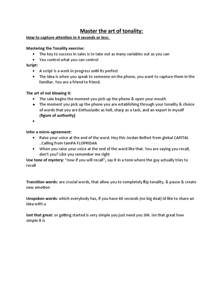 Mastering Sales Tonality Techniques | PDF