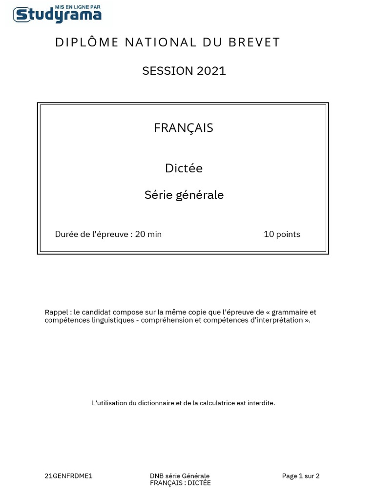 Sujet De Brevet Francais Avec Corrige Pdf 2020 L'épreuve de Français Du Brevet 2021 | PDF | Langues