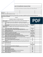 Contractor Pre-Qualification Assesment Sheet: Mandatory Aspects of Safety Awareness