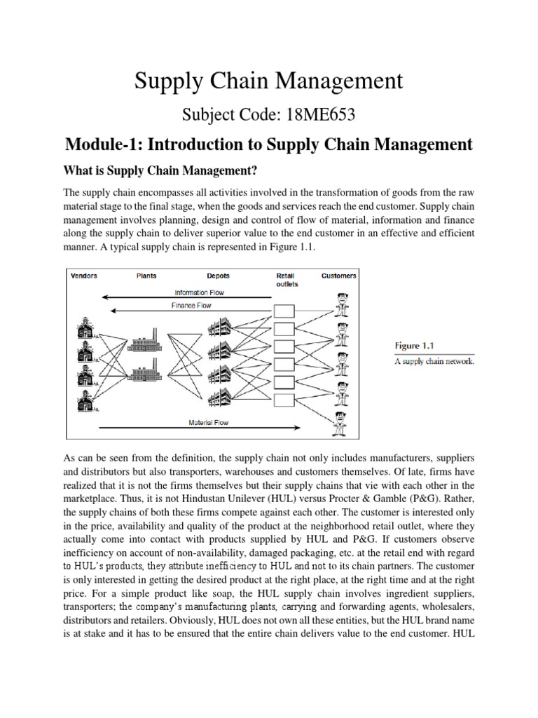 Supply Chain Module1 Notes PDF Supply Chain Logistics