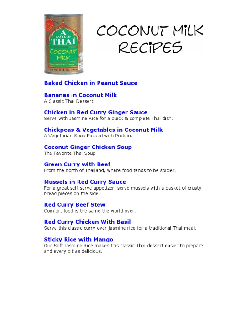 A Taste of Thai Coconut Milk Recipes | PDF | Curry | Thai Cuisine