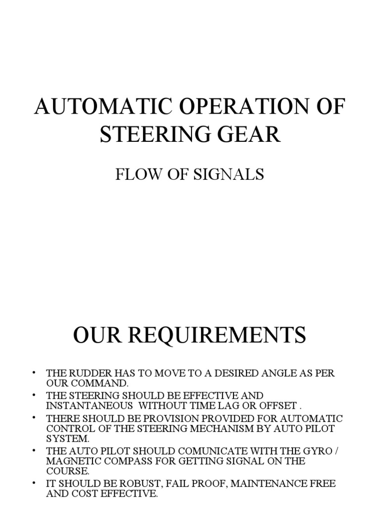 Automatic Operation of Ship Steering Gear A Description of the Flow of