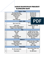 Spesifikasi Bahan Bangunan Project Kandang Sapi