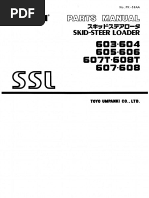 603,604,605,606,607T, 608T, 607,608 Skid-Steer Loader Parts Manual
