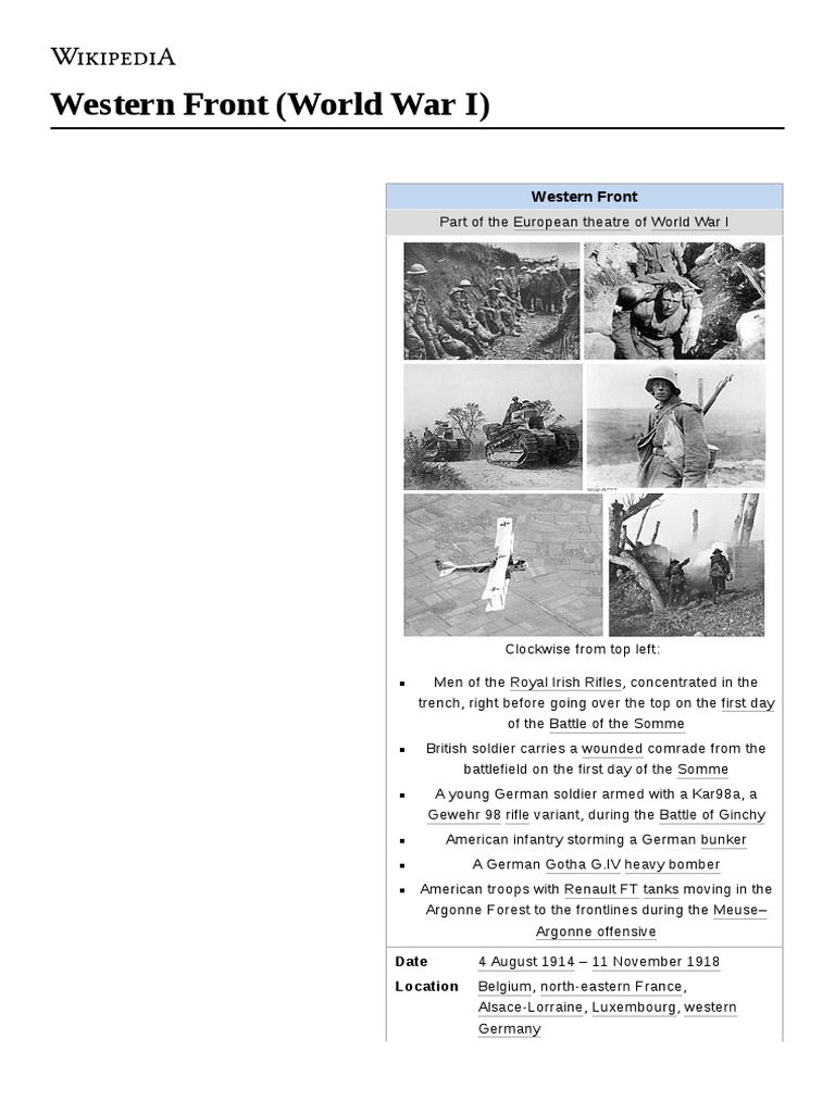 Western Front (World War I) | PDF | Western Front (World War I ...