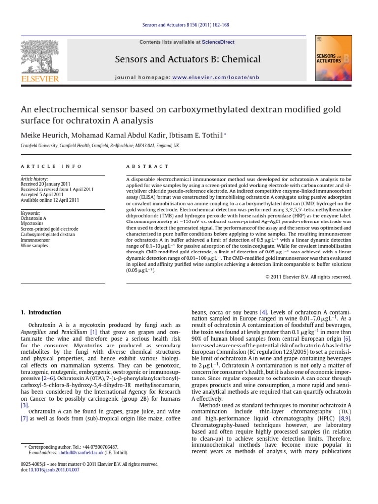 TMB - An Electrochemical Sensor Based On Carboxymethylated Dextran ...