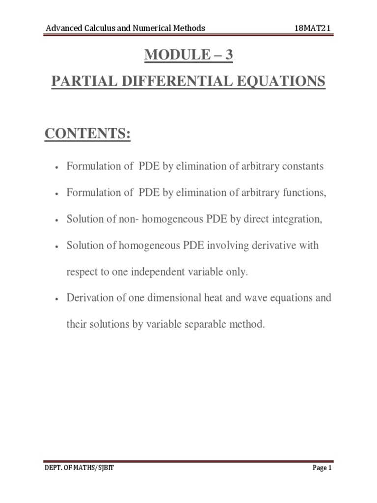 Module - 3 Partial Differential Equations | PDF | Partial Differential ...