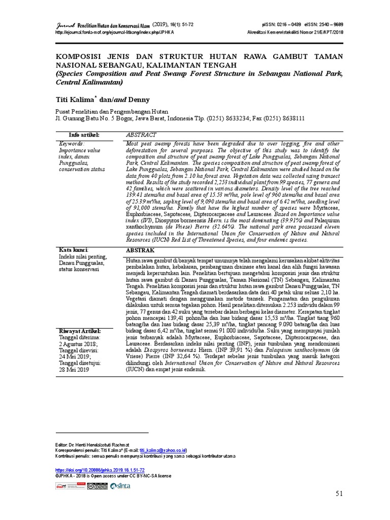 Species Composition and Peat Swamp Forest Structure in Sebangau ...