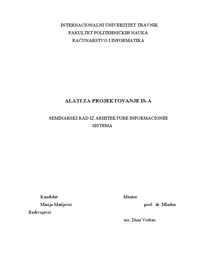 Alati Za Projektovanje Is | PDF