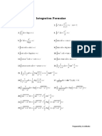 Integration Formulae: 1dx 1 1 1 Log