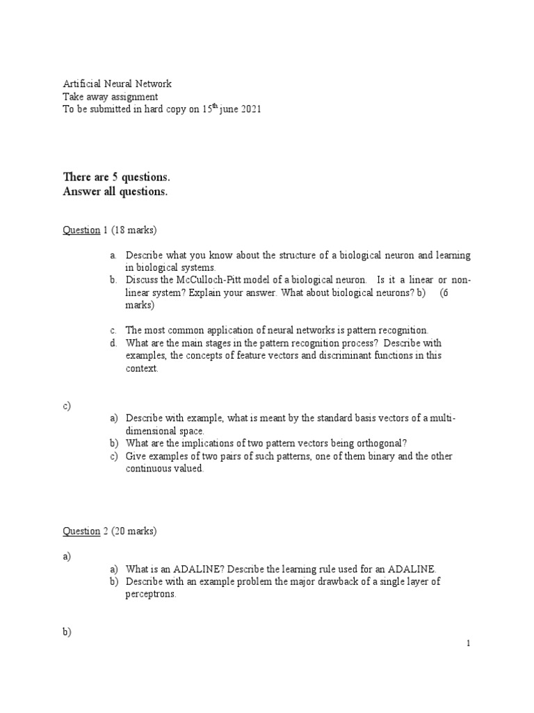 Neural Network Assignment Guide | PDF | Artificial Neural Network ...