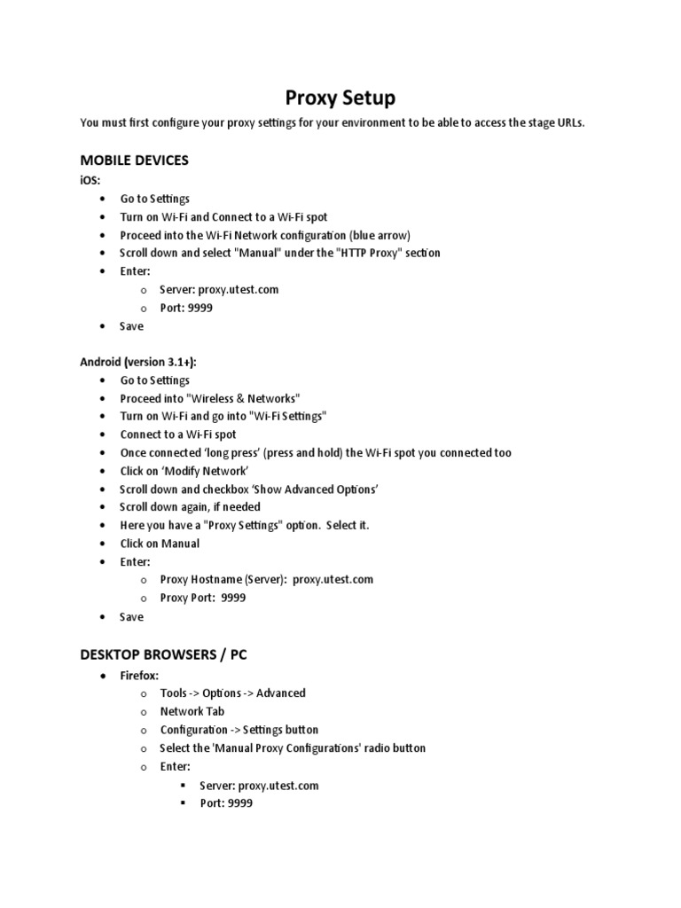 Proxy Setup | PDF