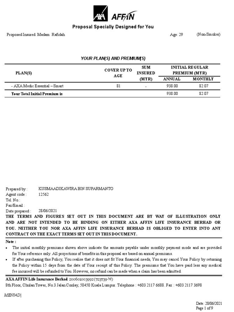 AXA Medic Essential Smart Plan Details | PDF | Life Insurance | Insurance