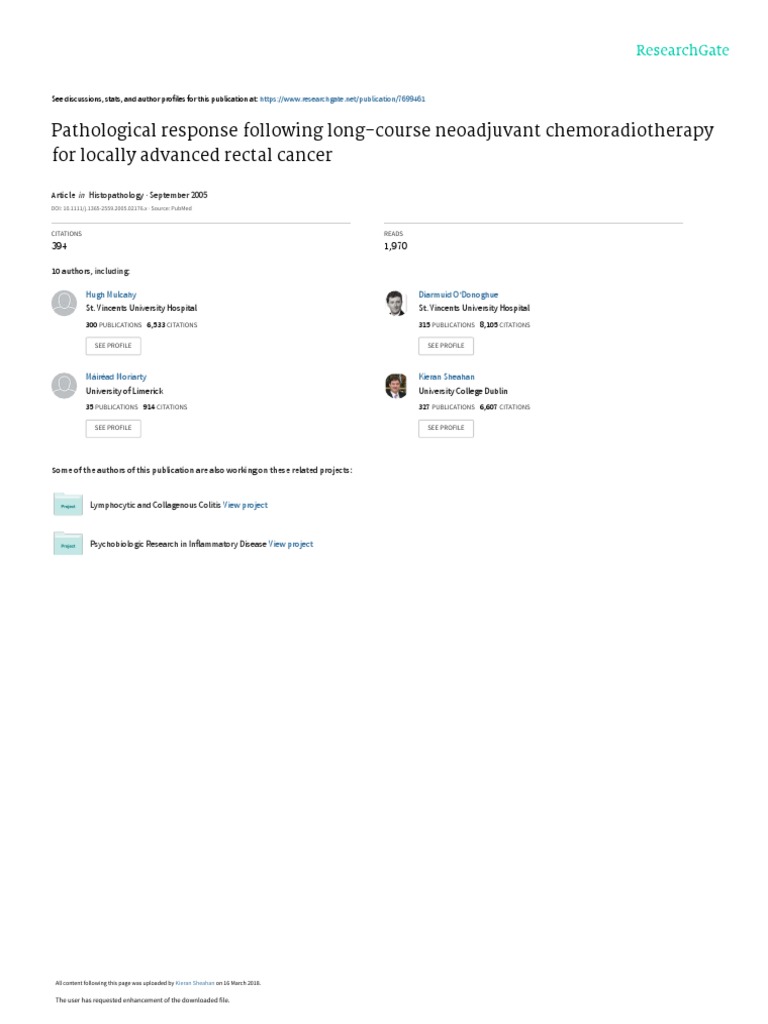 Pathological Response Following Long-Course Neoadj | PDF | Colorectal ...