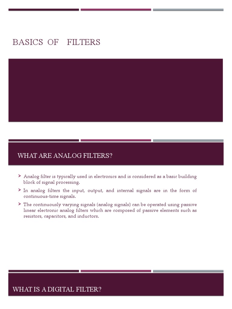 Basics of Digital Filters PDF Filter (Signal Processing) Analogue