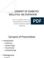 Management of Diabetes Mellitus X