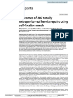 Outcomes of 207 Totally Extraperitoneal Hernia Repairs Using Self Fixation Mesh