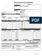 Blank Bill of Lading To Be Used For ALL TJX Shipments