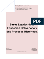 Bases Legales de La Educación Bolivariana y Sus Procesos Históricos.