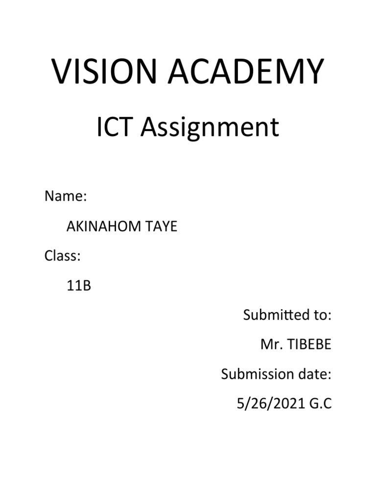 Vision Academy: ICT Assignment | PDF
