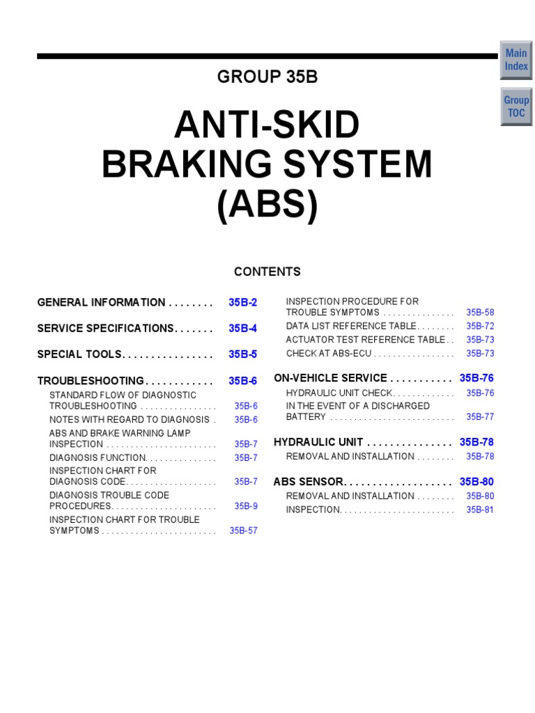 AntiSkid Braking System (ABS) Group 35B PDF Anti Lock Braking