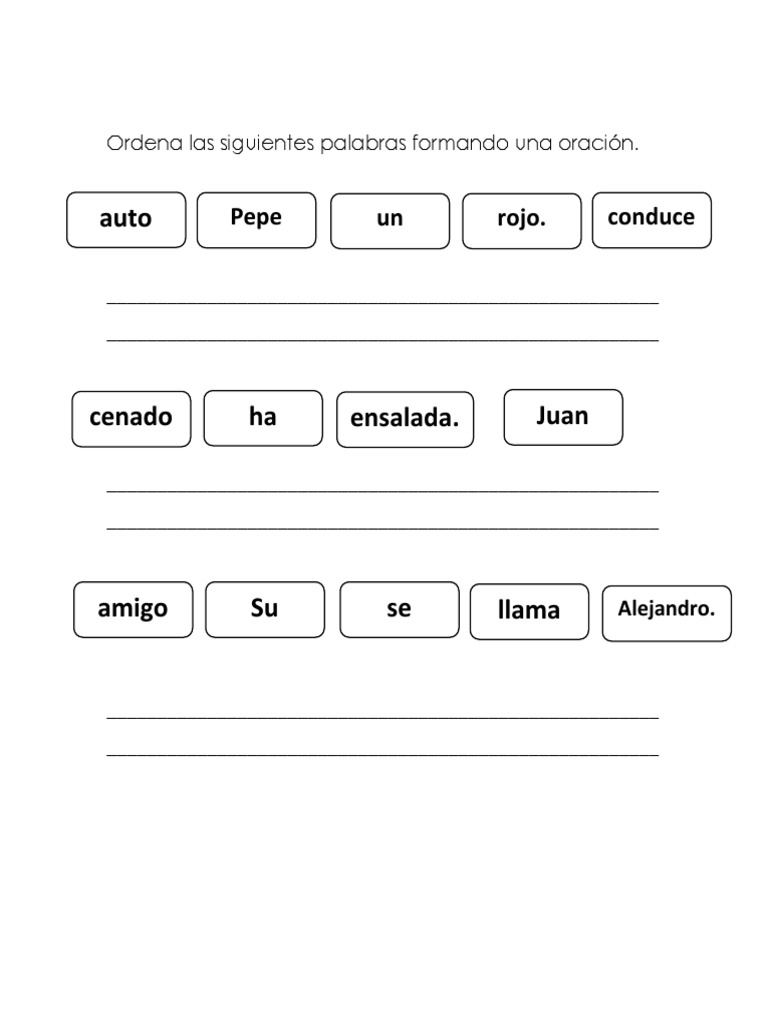 Ordena Palabras para Formar Oraciones | PDF
