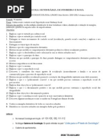 Matriz 4º teste sociologia  Controlo social Desvio Reprodução e Mudança Social