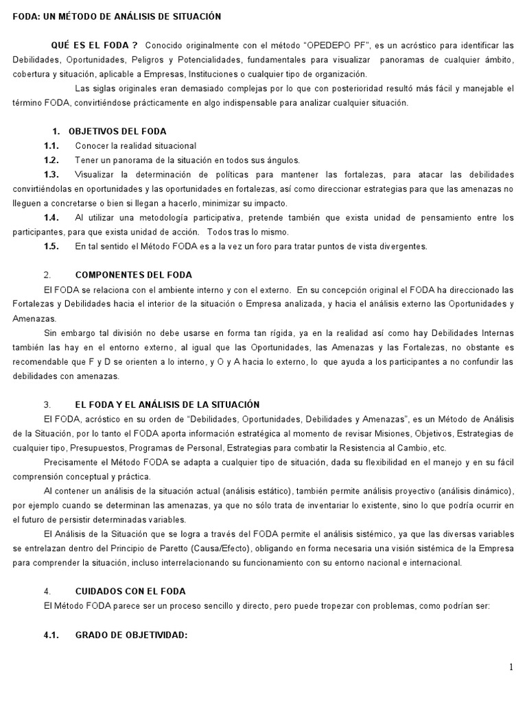 Análisis FODA: Estrategias y Aplicaciones | PDF | Análisis FODA ...