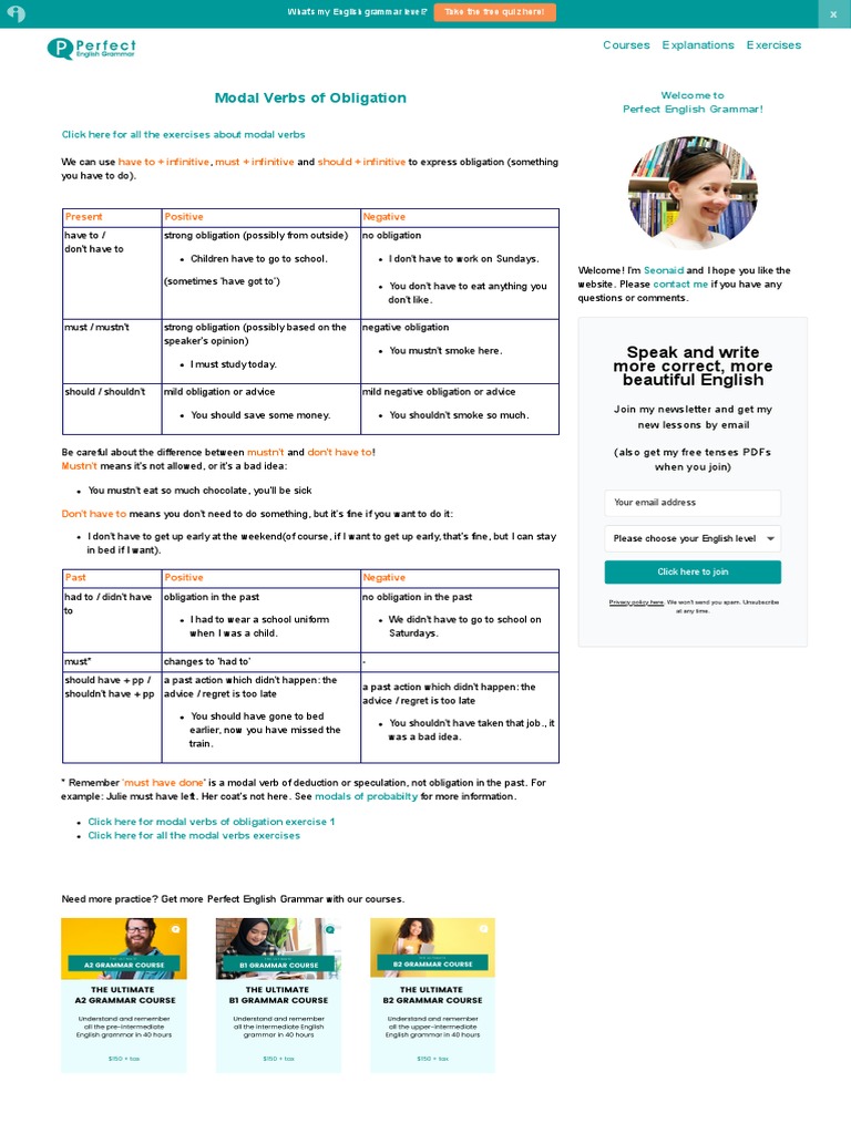 Modal Verbs of Obligation | PDF | English Grammar | Linguistic Typology