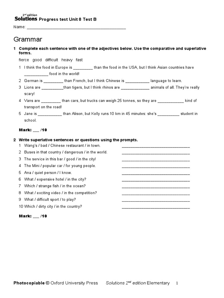 Sol2e ELEM - Progress Test - 8B | PDF | Mountains | Canary Islands