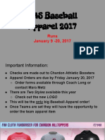 CHS Baseball Apparel 2017: Runs January 9 - 20, 2017