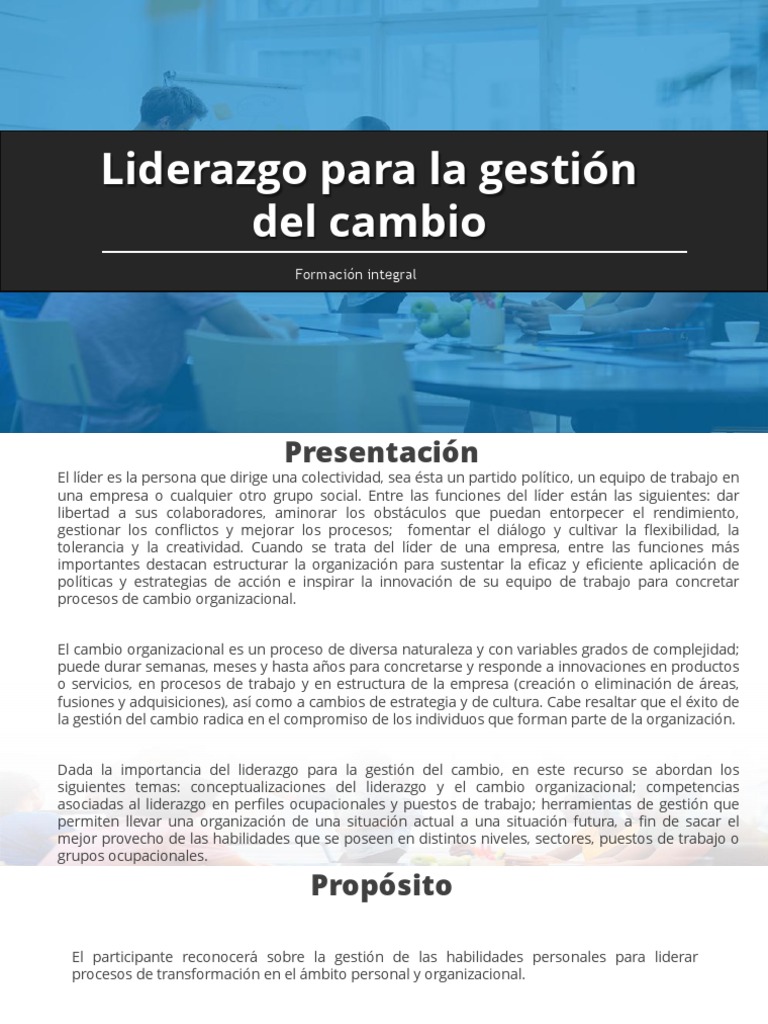 Liderazgo Efectivo en el Cambio Organizacional | PDF | Gestión del ...