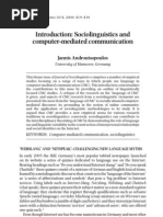 Download Androutsopoulos J - Intro Sociolinguistics and Comp Communication by UriB137 SN51342164 doc pdf