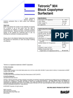 Tetronic 904 Block Copolymer Surfactant: Technical Bulletin