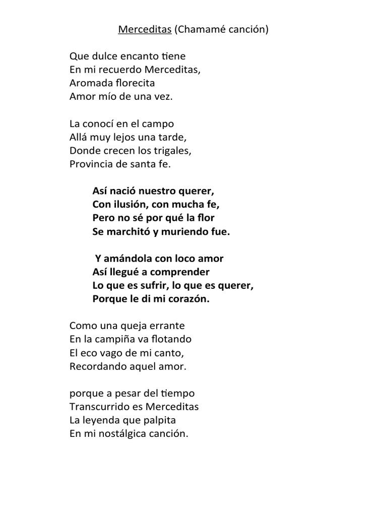 Letra y acordes de Merceditas | PDF