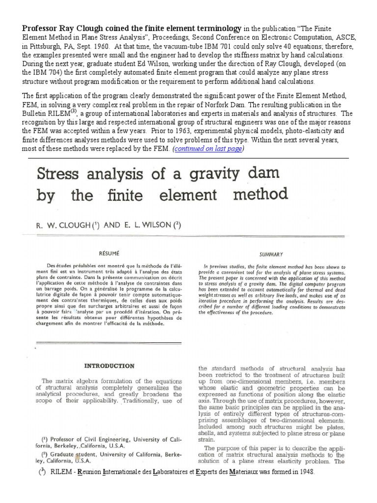 Stress Analysis of A Gravity Dam by The FEM | PDF | Stress–Strain ...